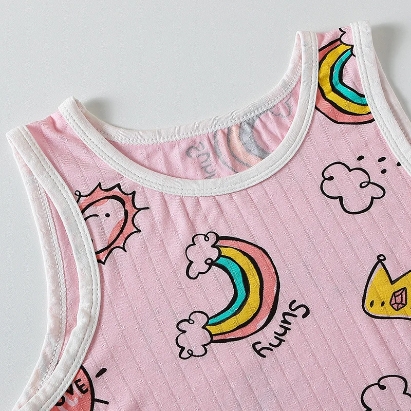 3-piece Children's Four Seasons Breathable Comfort Multicolor Vest Boys And Girls Fashion Joker Top Sweat-absorbent Bottoming T