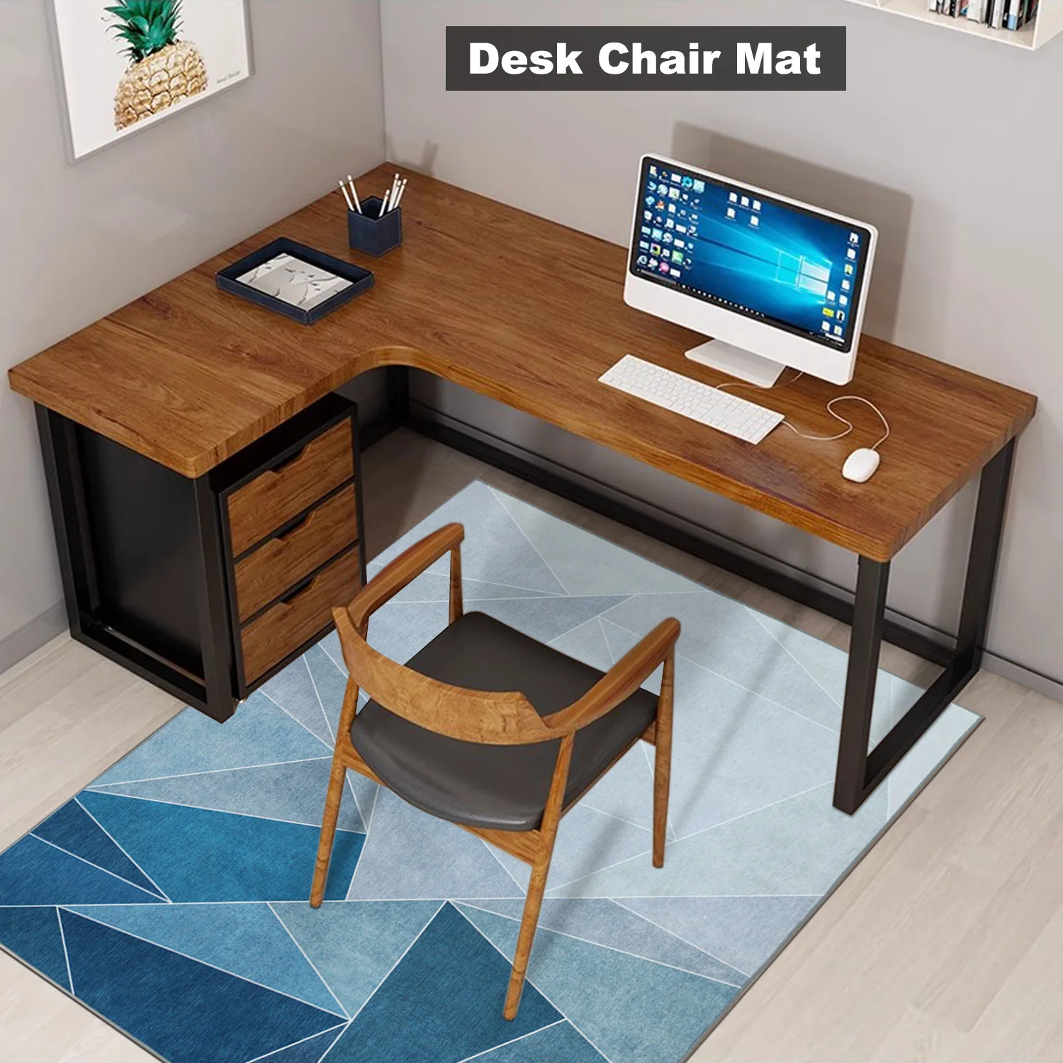 Office Chair Mat for Hardwood Floor, 60"x48" Office Rug Highly Premium Quality Chair Mat, Anti-Slip Mat Blue