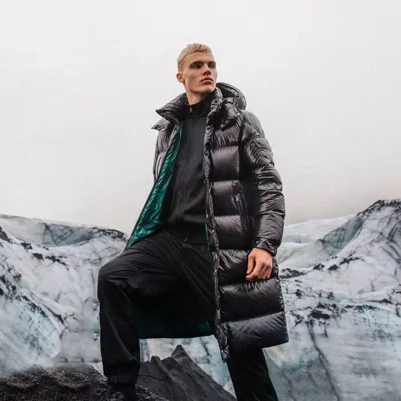 

Высококачественный пуховик для мужчин и женщин, пушистый теплый водонепроницаемый пуховик с капюшоном на белом утином пуху, зимние толстые длинные парки, пальто