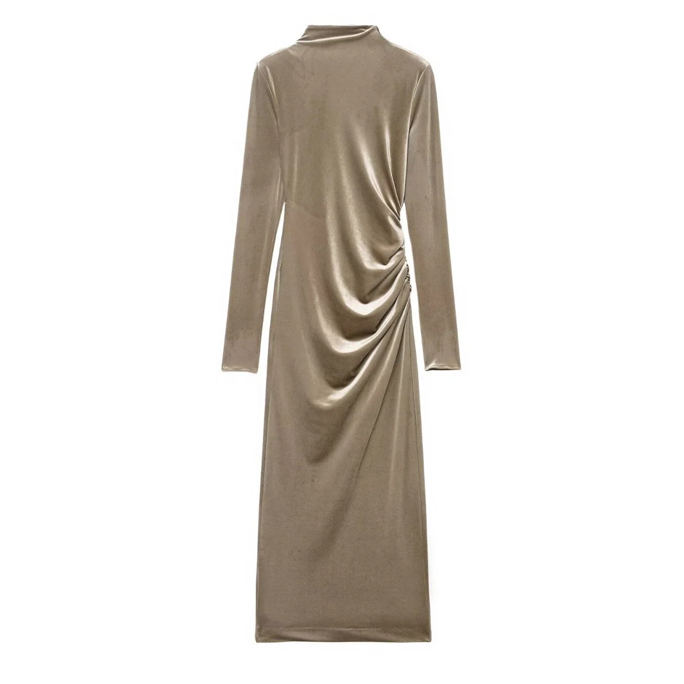 Women Backless Sexy Velvet Dress Female Long Sleeve Shoulder Pad Pleated Bodycon Long Dresses Spring Autumn Party Evening Gowns