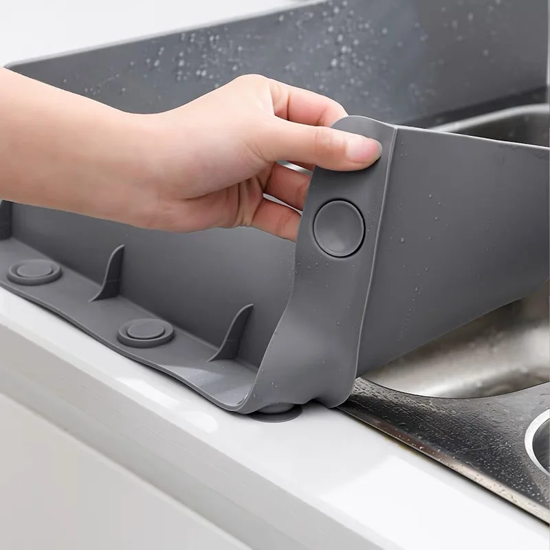 Kitchen Splash Guard Suction Cup Sink Board Silicone Splatter Guard Kitchen Bathroom Basin Dish Washing Baffle Wash Basin Faucet Anti-Splatte Board