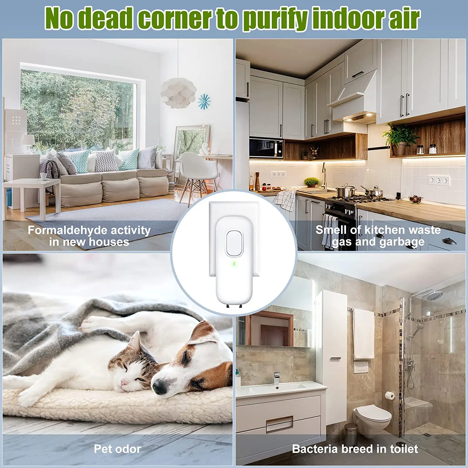 Mini purificatore d'aria per la casa, purificatore d'aria con generatore di ioni negativi Plug-in nessun filtro detergente per l'eliminazione degli odori domestici