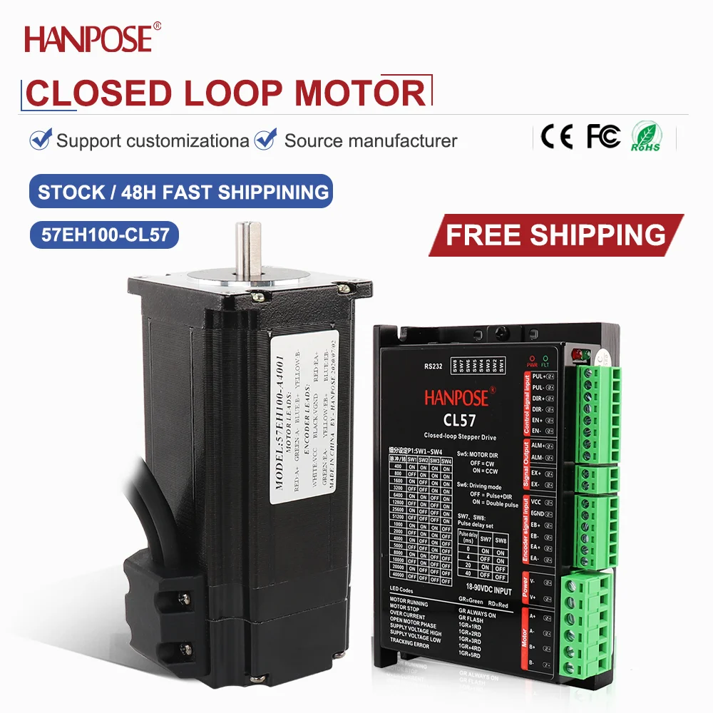 57EH100+CL57 드라이브 폐쇄 루프 스테퍼 모터 NEMA23 4.0A 2.8V ..