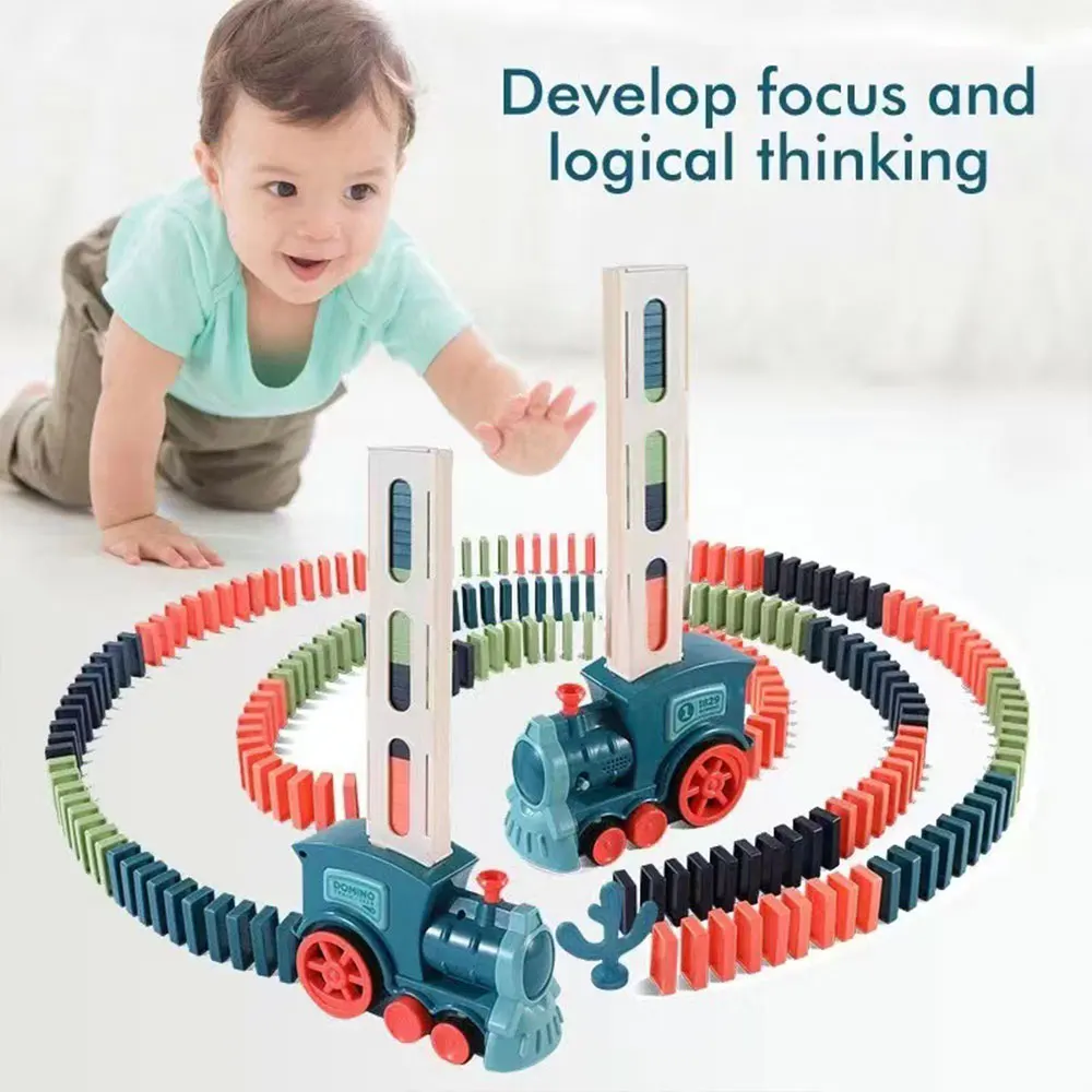 Domino Mini Train Automatic Placement Building Block Children's Electric Puzzle Toy Car