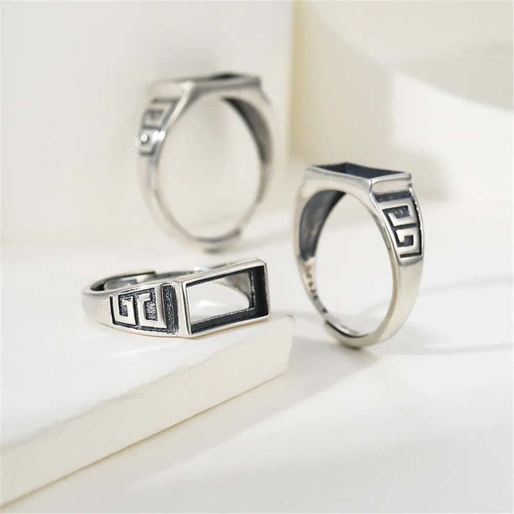 

Ring Setting for 6x12mm Rectangle Cabochons Ring Blank Thai Sterling Silver Adjustable Ring Base RB070S