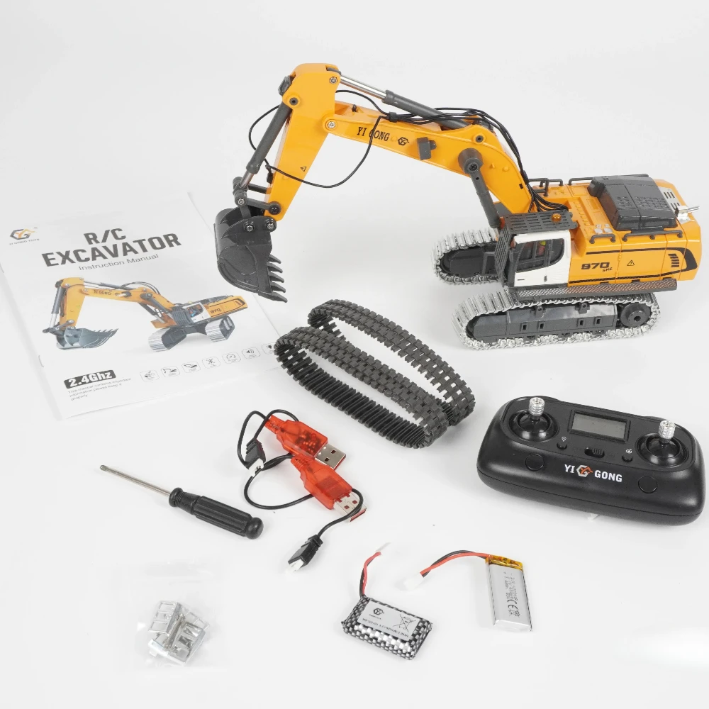 Excavatrice RC 1/50 Alliage 2.4GHz - Jaune, Noir, Or - Cadeau Enfant Adulte