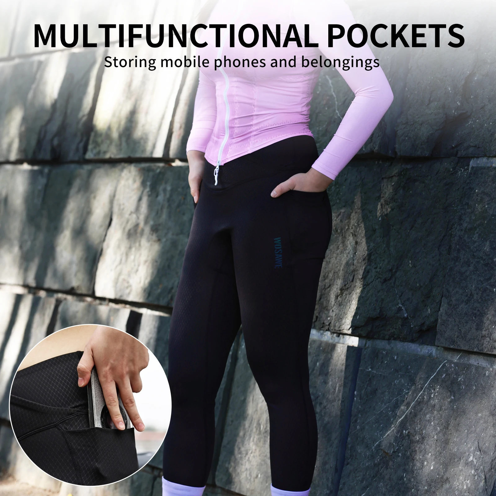 WOSAWE Womens Cycling Pants Mountain Bike Cycling Trousers Anti-sweat 5D Anti Slip Padded Gel Racing Bicycle Pants Tights