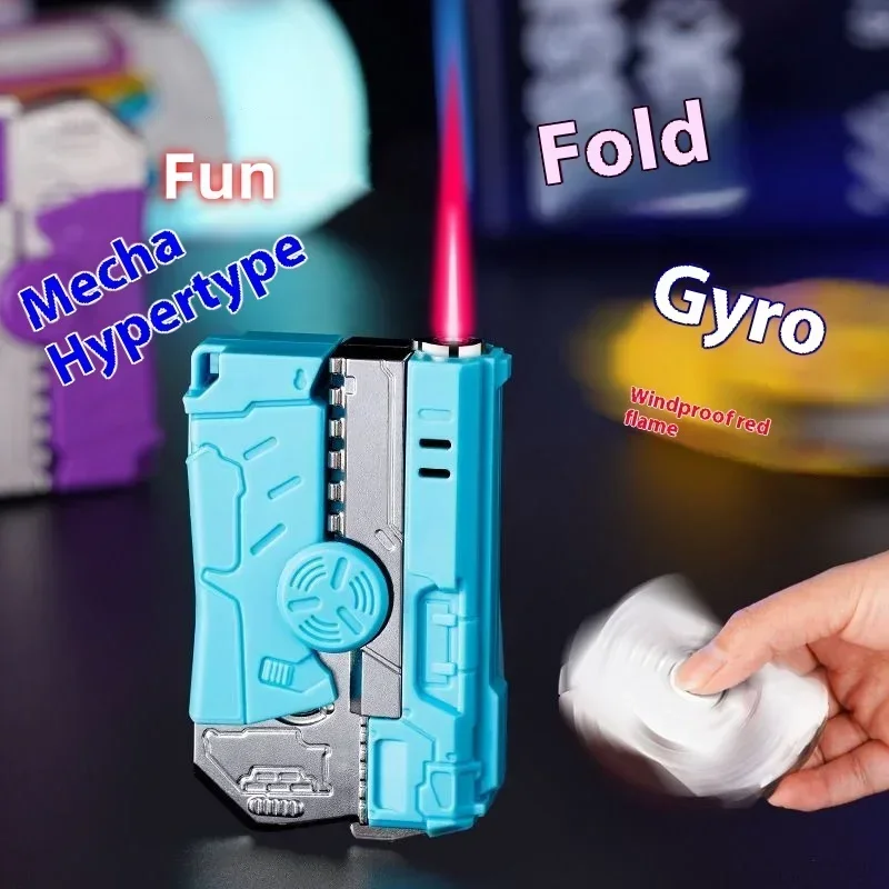 Windproof Deformable Gun Gyroscopic Lighter Butane Inflatable Portable Pink Flame Lighter Cigarette Accessories Men's Gift