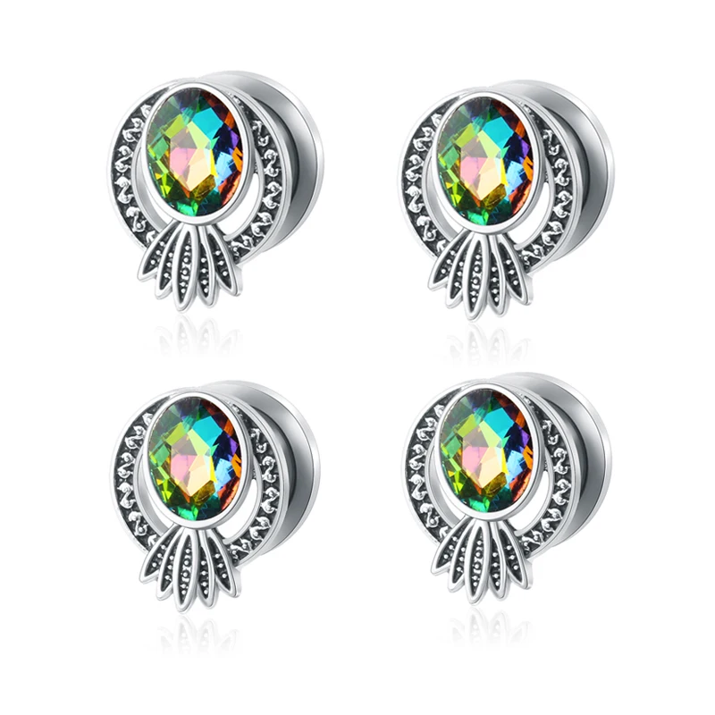 

Gauges For Ears Heart Style Gem Ear Tunnels And Plugs Flesh Stretchers Expander 0g wholesales 6-16mm silver women ear plugs tunn