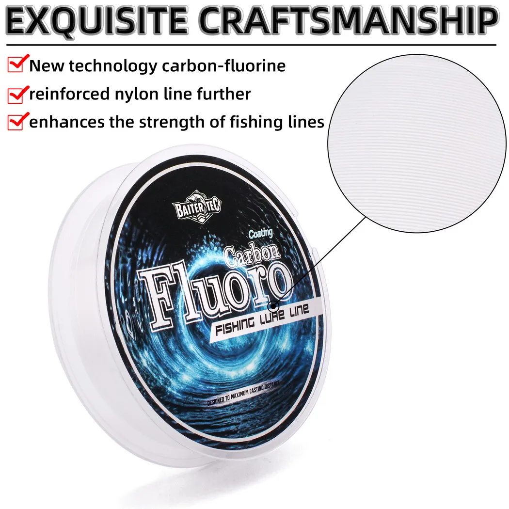 Enhanced Fluorocarbon Coating Fishing Line - Durable Sinking Leader Line with Carbon Fluoro Fiber