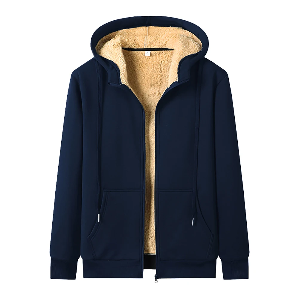 Men Coats Warm Full Zip Tops Jacket Long Sleeve Hoodies Hooded Sweatshirt Coat Casual Comfortable Breathable Outwear