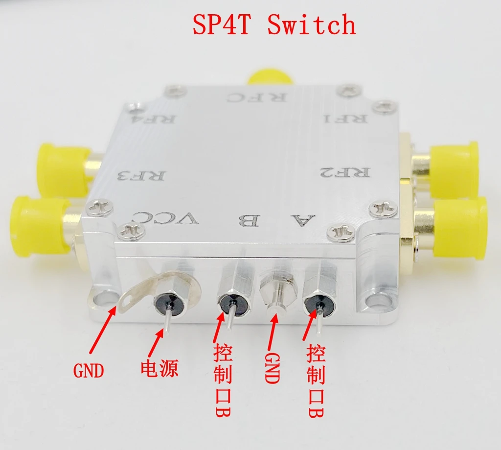 SP4T 4 개 RF 전자 스위치, 광대역 광대역, 높은 절연, 낮은 삽입 손실, 1dB