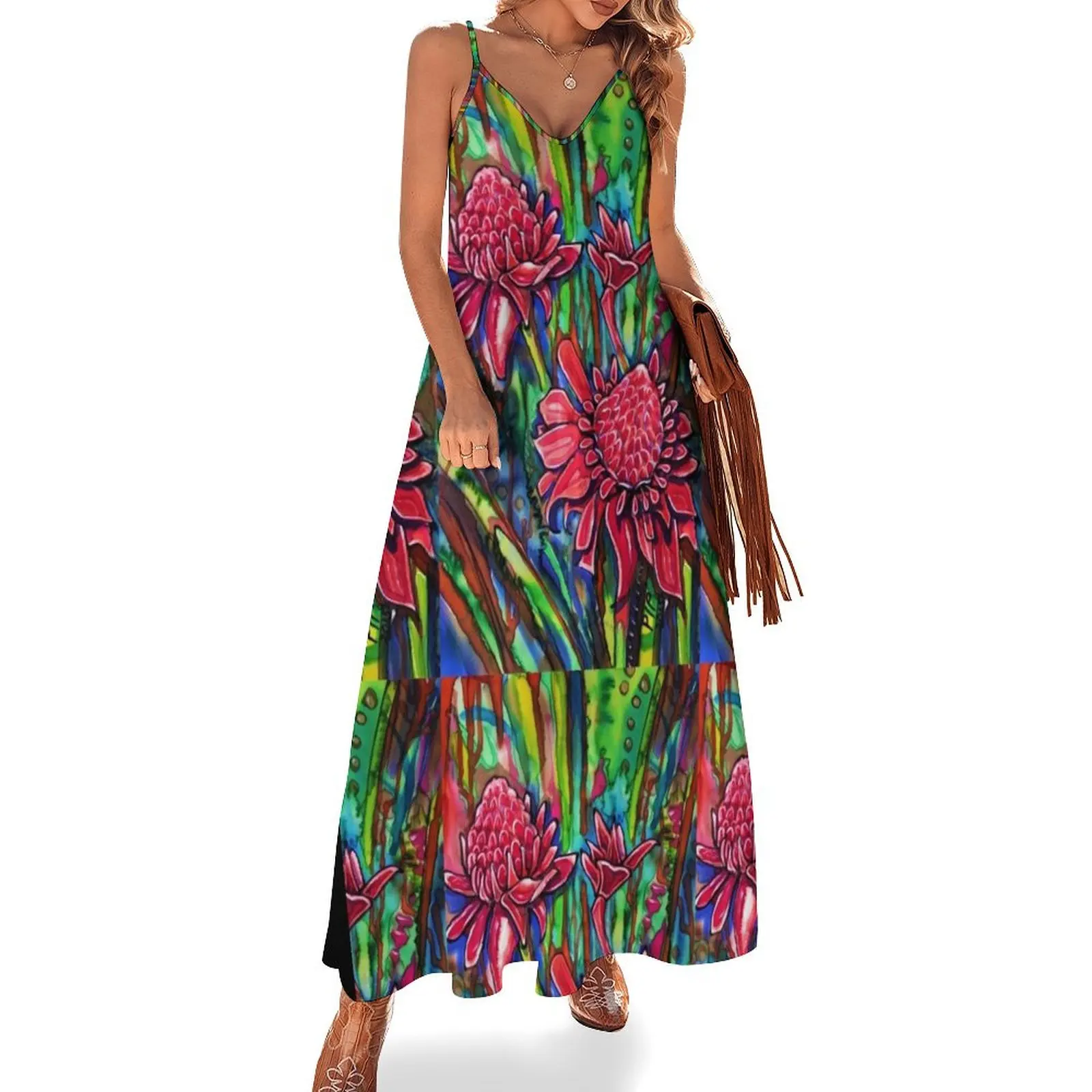 

jens pink ginger Sleeveless Dress evening dresses women Female dress dress party night Dresses gala