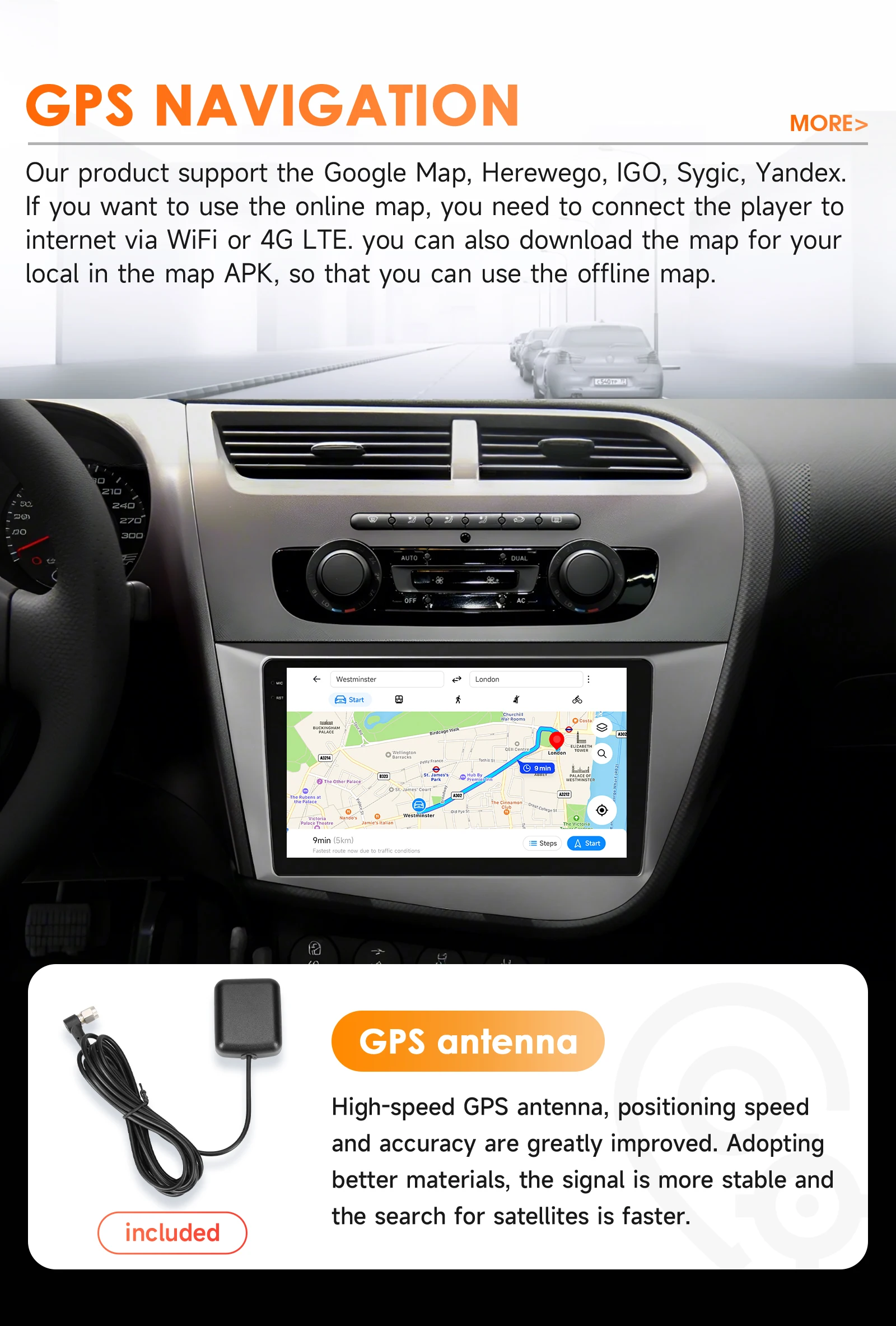 Hizpo 9-Zoll-AI-Sprachradio für Seat Altea 2004-2015 Toledo 2004-2009 Auto-Multimedia-GPS-Stereoanlage mit kabellosem CarPlay, Android Auto und 4G – Detail 30