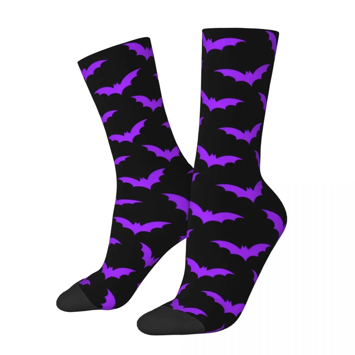 

Halloween Socks Spring Black and Purple Bats Stockings Modern Women Soft Breathable Socks Graphic Running Anti Skid Socks