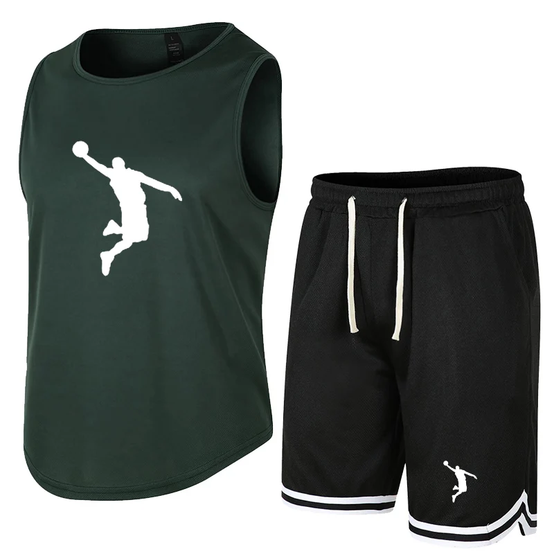 Summer Sleeveless Vest Sports Shorts Set Breathable Pants Fitness Competition Training Basketball Suit sports suit sports set tracksuit set outdoor suit set shirt and shorts set hawaiian shirt and shorts set men denim jacket pants set