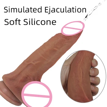 Skin Feeling Squirting Dildo Soft Realistic Huge Ejaculating Penis Big Strapon Dick Anal Plug Sex Toys for Women Vagina Massager 2