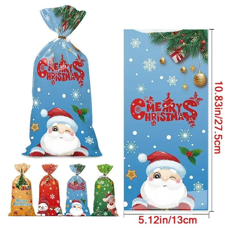 10/20/50pcs Santa Claus Snowman Mixed Candy Bags Plastic Gift Bag Merry Christmas Home Decor For Christmas New Year Party gift bags christmas gift bags christmas candy packaging