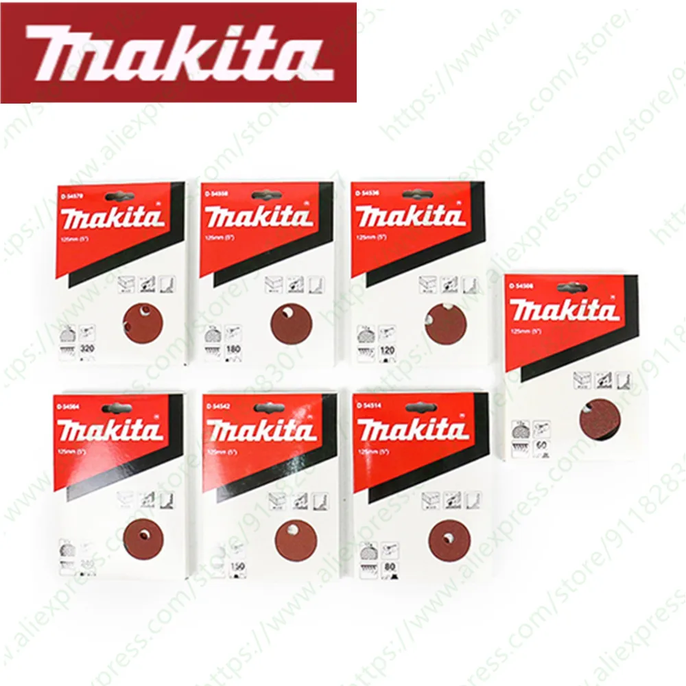

10PCS/SET Makita disc flocking sandpaper 125MM grinding machine 5 inch 8 hole self-adhesive woodworking grinding and polishing