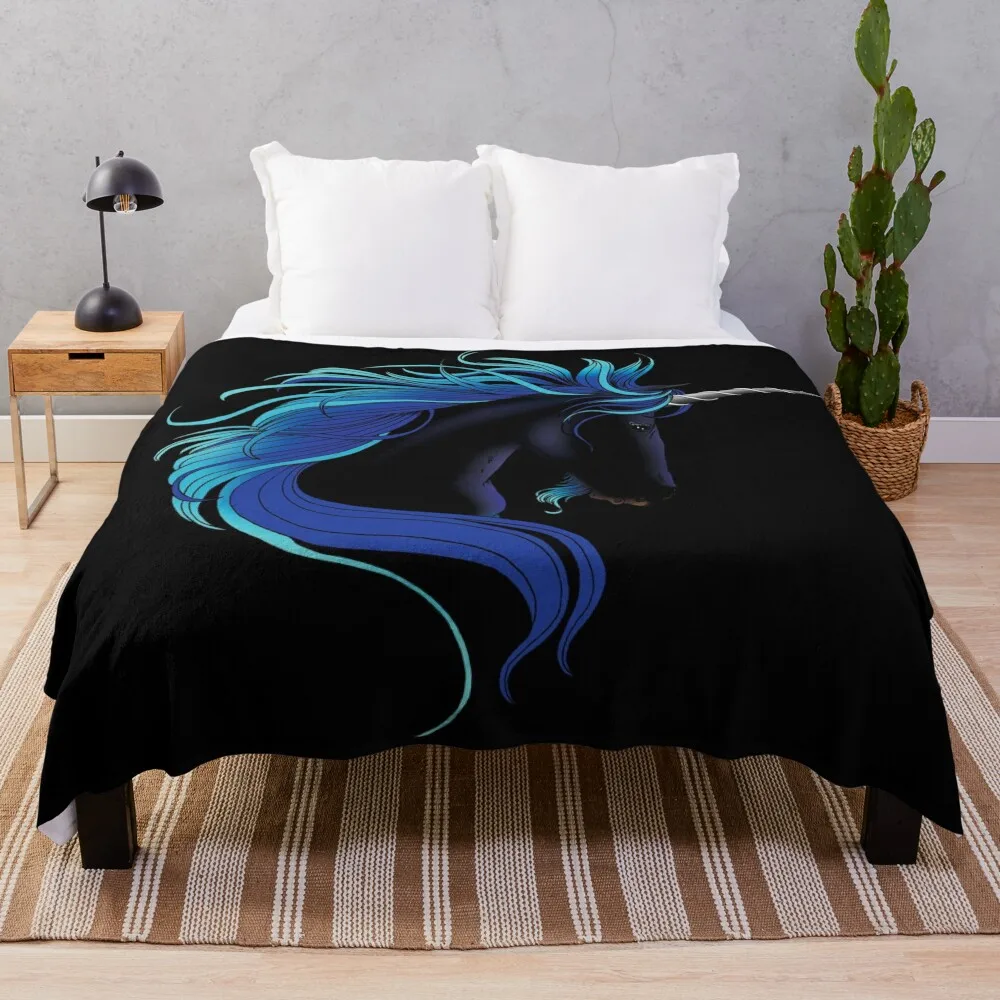 

Black Unicorn Throw Blanket Luxury Brand Blanket Beach Blanket