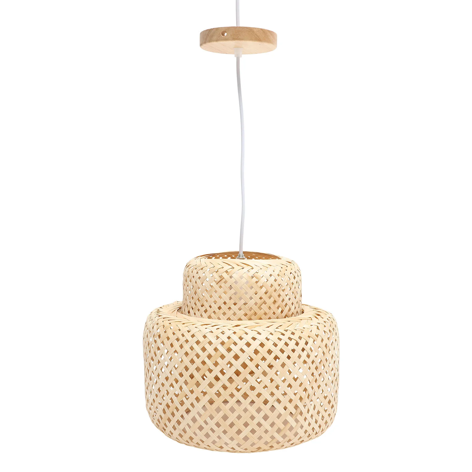 

Modern Hand Woven Bamboo Chandelier Lampshade Celing Light Cover Pendant Dining Rroom Light Fixture Without Bulb