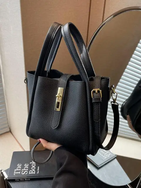 chic waterproof faux leather bucket bag for women versatile hobo with adjustable straps spacious solid color design 2