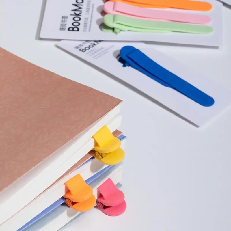 Soft Silicone Bookmark Clip Color Page Divider Creative Bookmark Buckle Automatically Follow Bookmark School Office Supplies