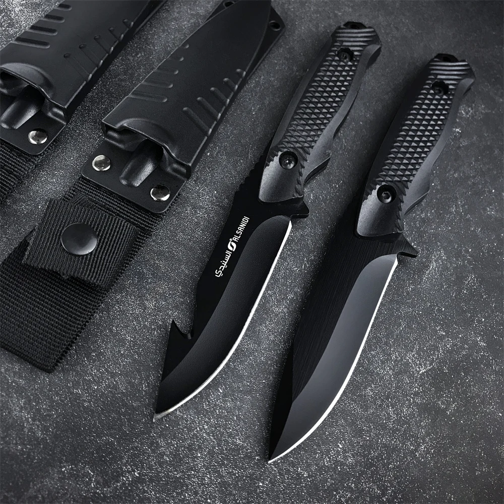 

New Outdoor Tactical Straight Knife Leggings Knife with Hook Little Black Panther Fixed Blade Knife ABS Sheath Self Defense