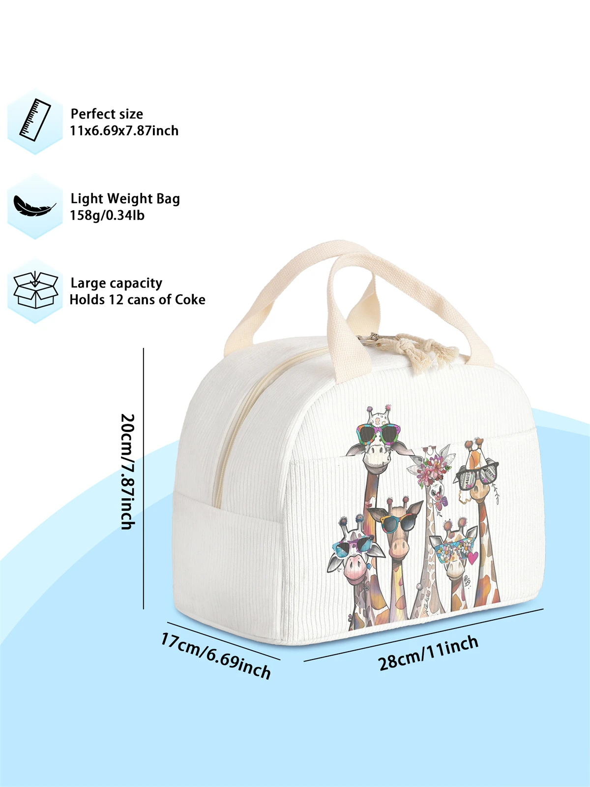 1pc- insulated lunch box bag thickened student portable lunch bag