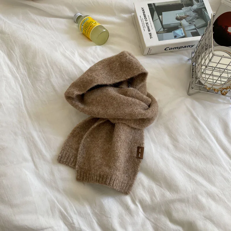 Kid Scarf Korean Style Wool Knitted Children Scarf Autumn and Winter Thickened Warm Baby Solid Color Simple Boy Neck