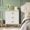 3-Drawer Nightstand Set of 2, Luxury Bedside Table End Table with Storage Drawers and Golden Legs, Modern Nightstand for Bedroo 5