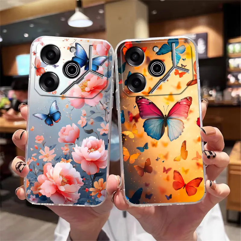 Clear Shockproof Cat Design Soft Silicone Phone Case – Fashionable Back Cover