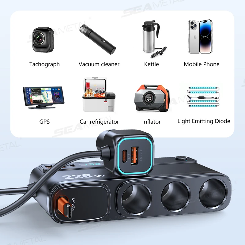 Car USB Charger Adapter Fast Charge Cigarette Lighter Splitter