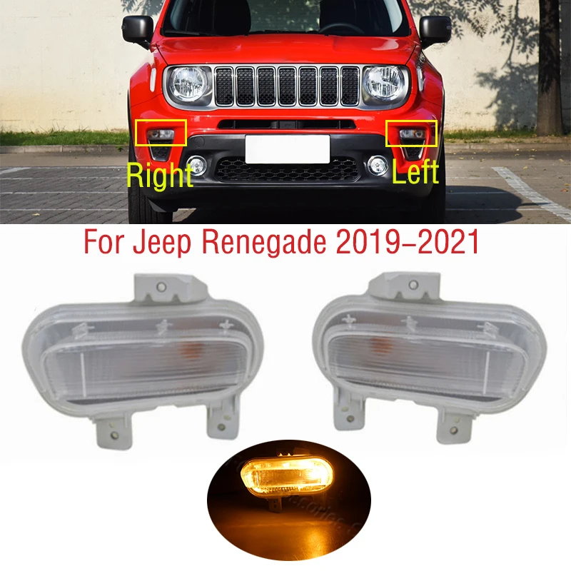 Car Front Bumper DRL Daytime Driving Running Light Fog Light Lamp For Jeep Renegade 2019 2020 2021