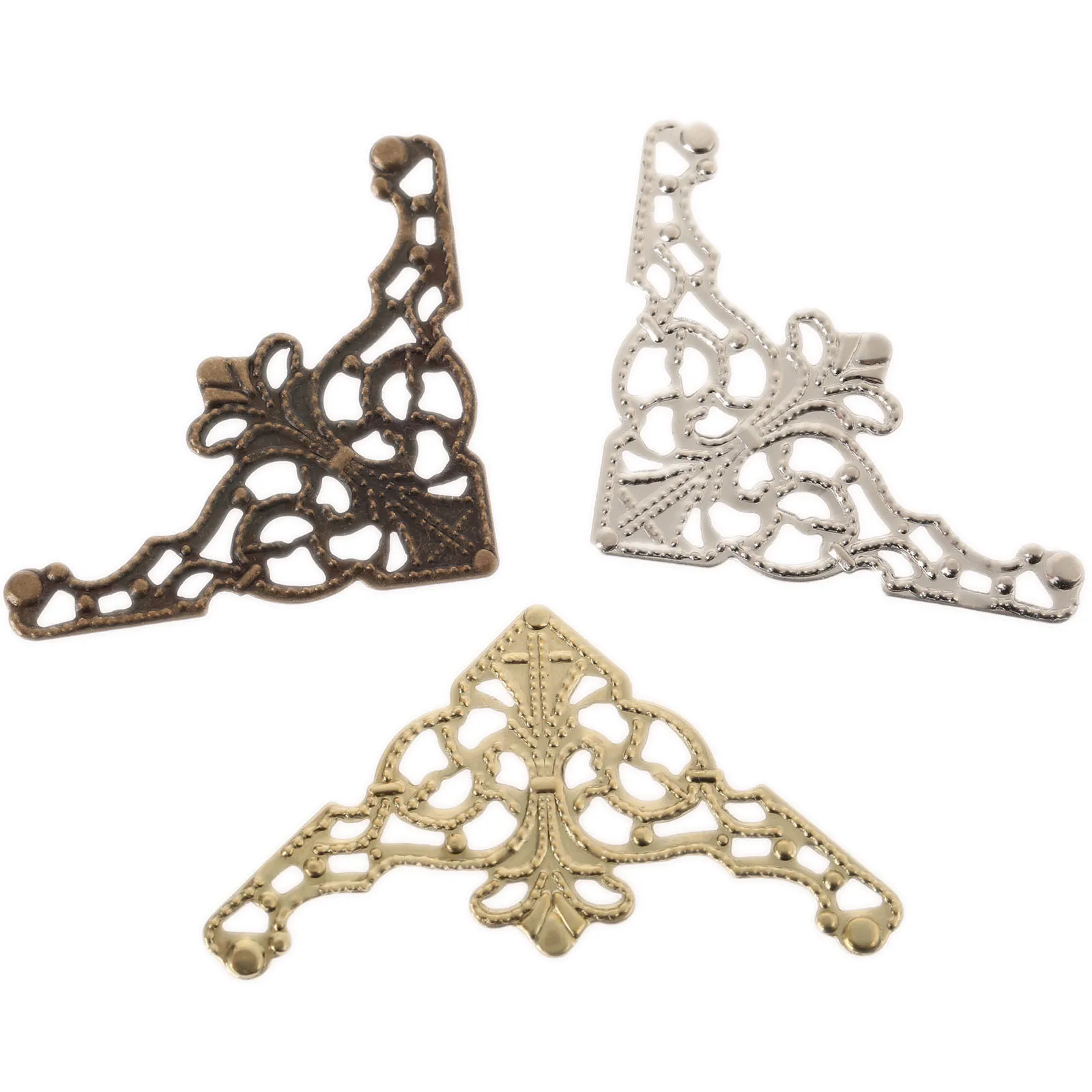 10Pcs Furniture Fittings Antique Corner Bracket Jewelry Gift Box Wood Case Book Scrapbook Album Corner Decorative Protector 36mm