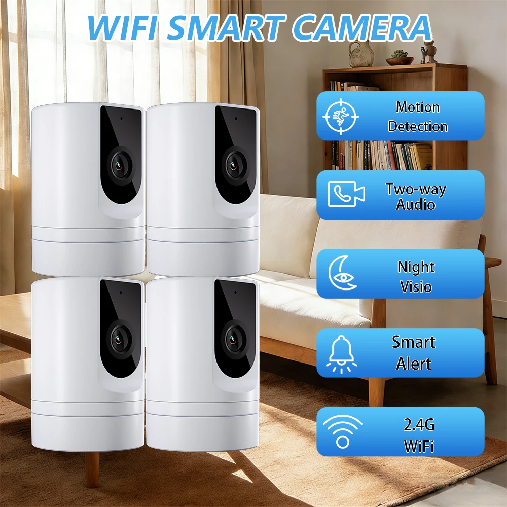 Ease Life 앱 4MP 1080P HD 스마트 감시 카메라: 향상된 야간 투시 기능, 동작 감지 알림 및 안전한 로컬 녹화 기능