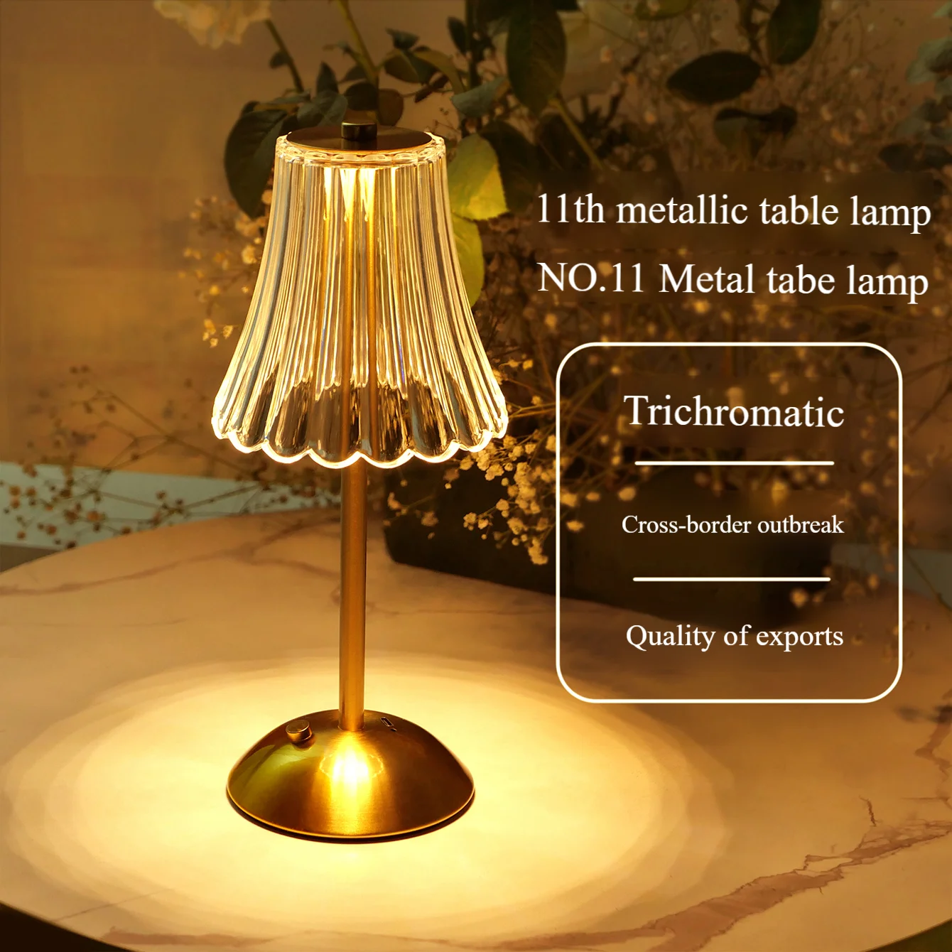 Table lamp bedroom, bedside lamp light luxury diamond crystal lamp high-end atmosphere lamp charging touch small night lamp 4
