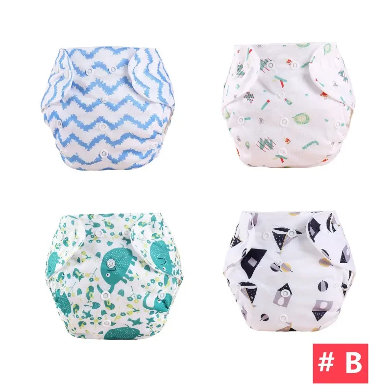 

4PC Adjustable Baby Reusable Cloth Diapers Newborns Training Pants Waterproof Cotton