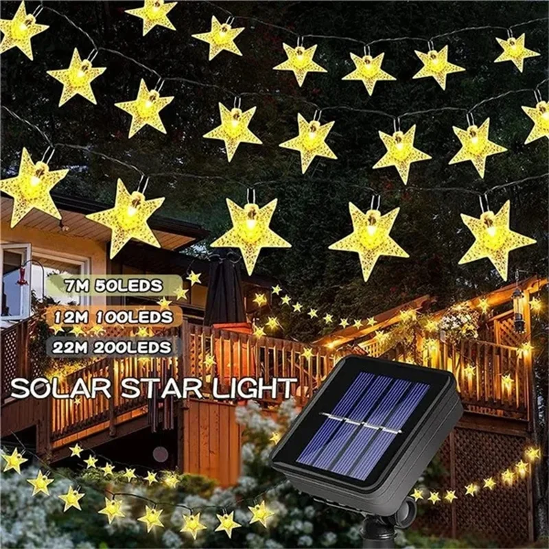 Solar Lights LED Solar Star String Light 20/30/50/100/200LEDS Solar Star String Fairy Light Outdoor Garden Christmas Party Decor