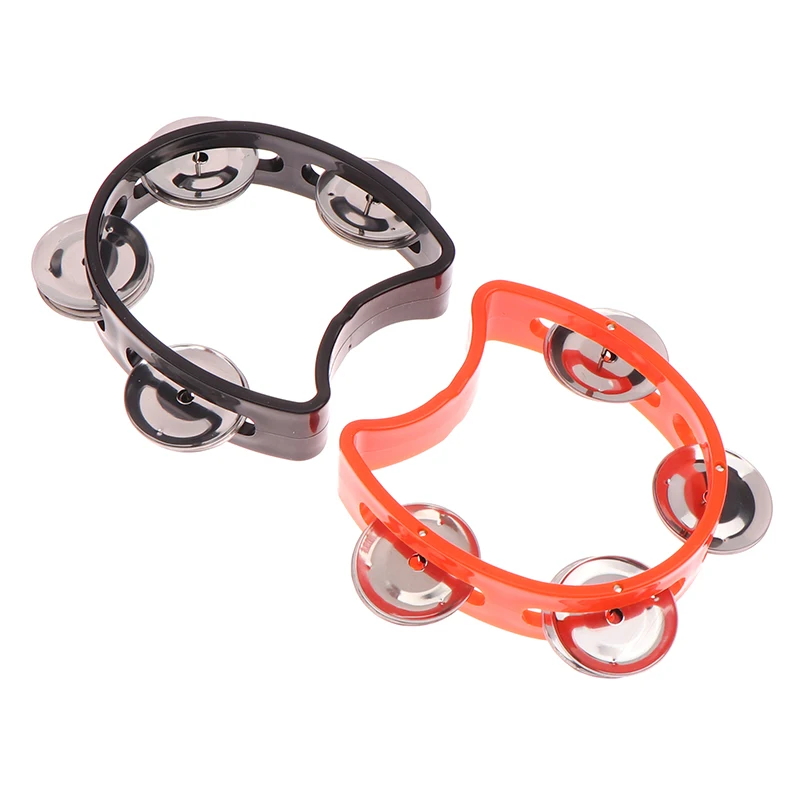 Kindergarten Hand-held Tambourine Metal Bells Plastic Rattle Ball Percussion KTV Party Kids Game Toy Musical Instrument hand tambourine