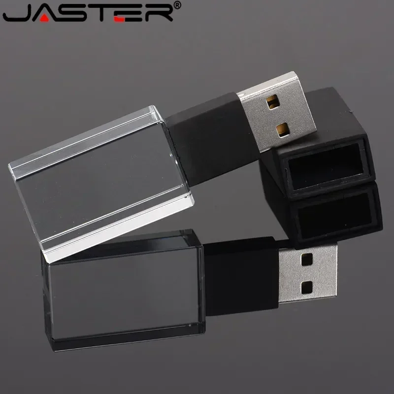 JASTERS Crystal USB Sticks 3D Print Free Custom Logo 8GB 16GGB 32GB 64GB USB Flash Pen Drive Transparent Glass Pen Drive Gifts usb flash drive flash drive