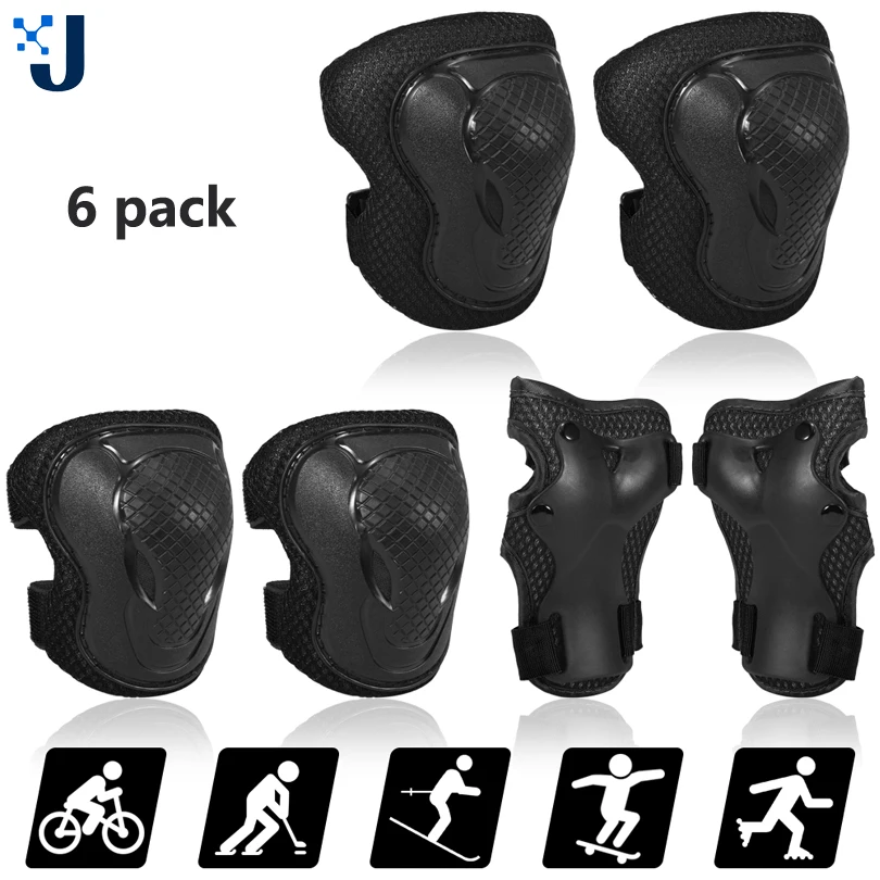 

Elbow Knee Pads Skating Protector Skateboard 6Pcs/Set Bicycle Sports Protective Gear Riding Roller Wrist Guard Kids Adults BMX