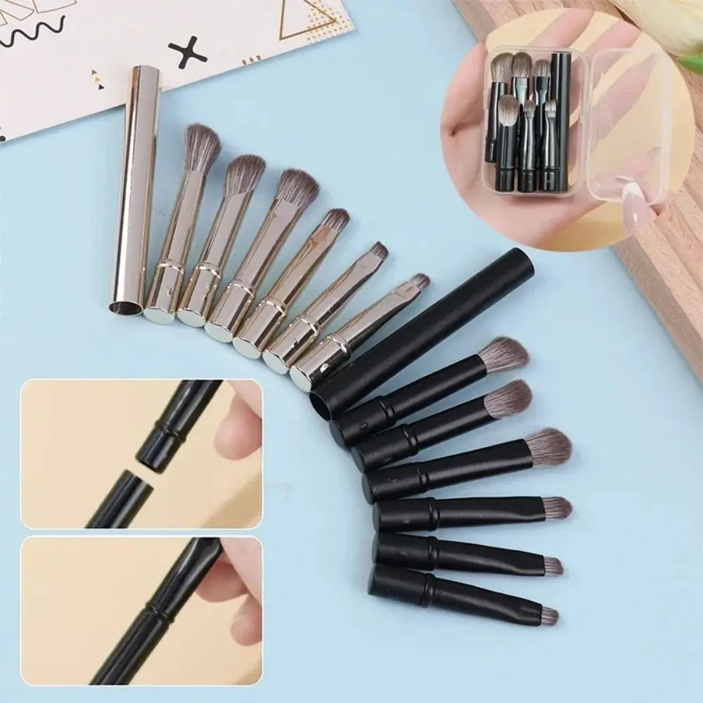 1 Set 6 In 1 Mini Makeup Brushes Set Detachable Travel Contour Concealer Brush Eyeshadow Brushes Double Ended Makeup Brushes
