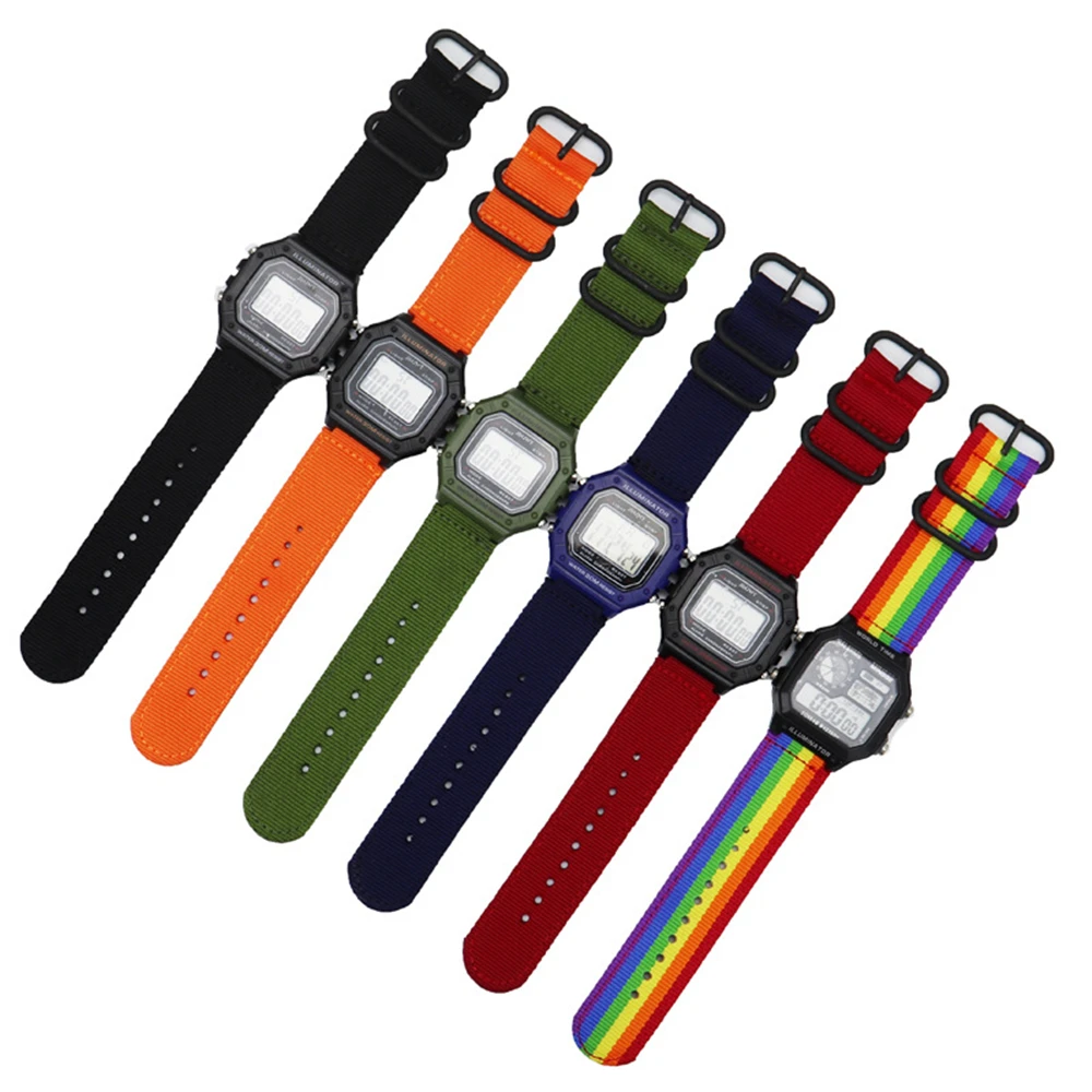 Фото Ремешок для часов для casio W-800H W-S200H W-735H, ремешок для часов из нейлона для Casio W735H W800H WS200H AEQ110W, ремешок на запястье №2