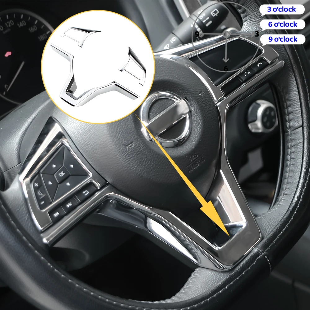 닛산 Xtrail T32 Rogue Note Qashqai J11 Versa Juke Micra Kicks Leaf Sentra 용 자동차 스티어링 휠 패널 손잡이 커버 트림 스티커