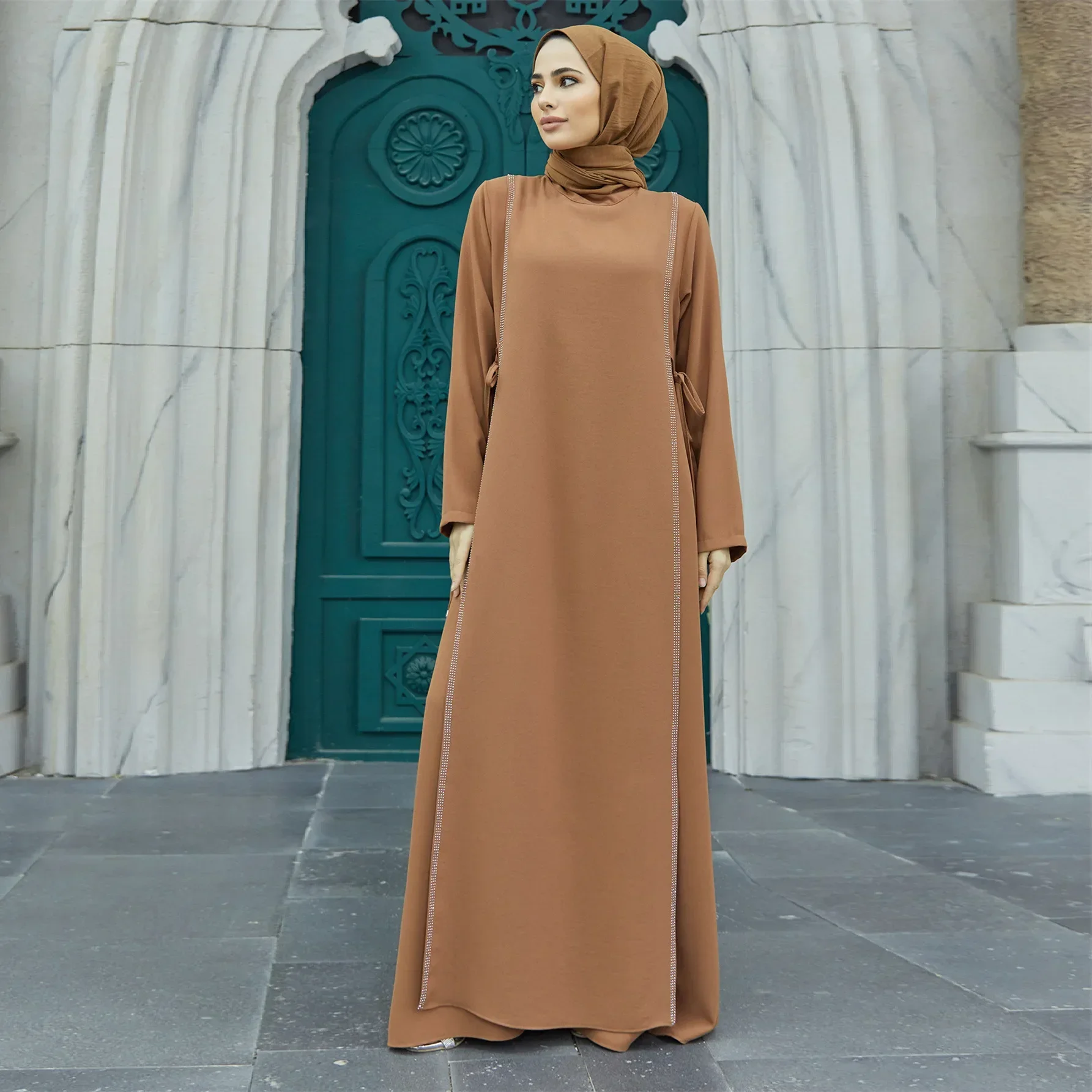 Abaya Muslim Long Dresses for Women Daimond Elegant Party Abayas Dubai Hijab Dress Turkey Islam Clothes Ramadan EID Kaftan Robe