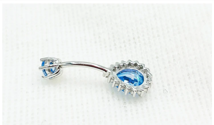 925 Sterling Silber Farbe blau rosa Zirkon 14g Nabel Piercing Bauch Schmuck – Detail 3