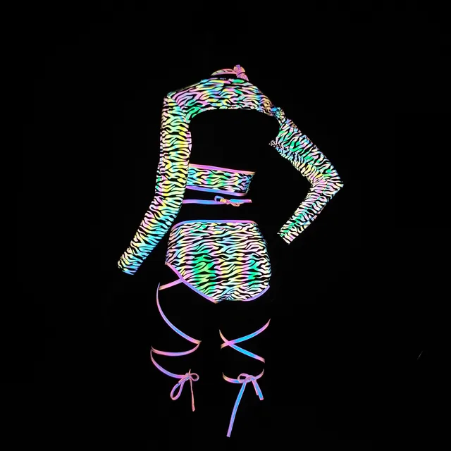 Reflective Holographic Bikini 3 Piece Set 35