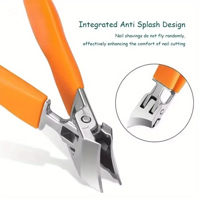 Slanted Nail Clippers Wide Jaw Opening Anti-Splash Nail Clipper Stainless Steel Toenail Cutter Diagonal Pliers Manicure Tools