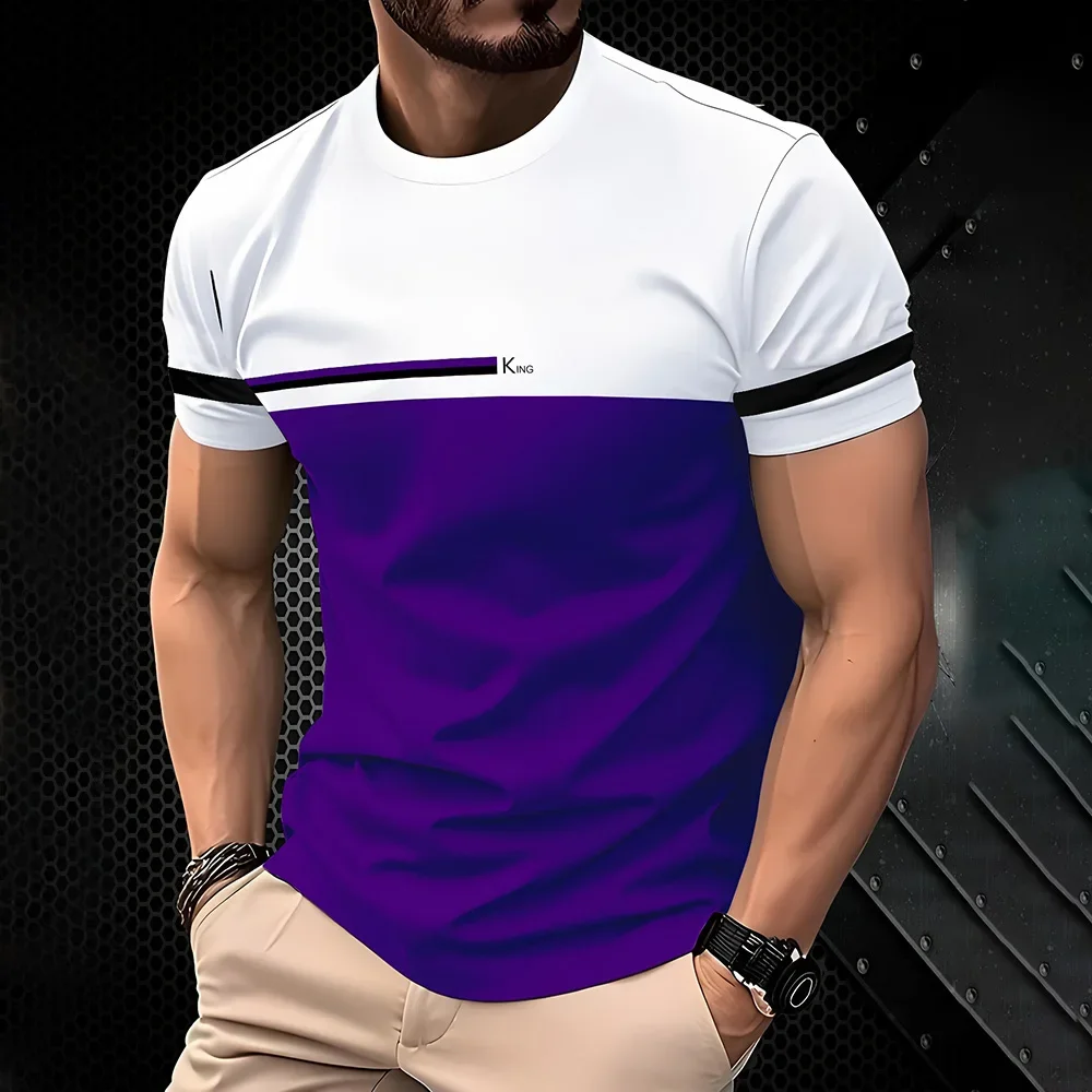 Durant l'été 2026, les t-shirts décontractés pour hommes s'enrichissent d'un simple vêtement d'extérieur à manches courtes, col rond et impression 3D respirante._voghion.com